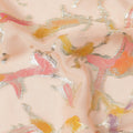 Blush Peach Abstract Metallic Hand Print Premium Pure Silk Chiffon Fabric, 110 Cms, South Korea-D26916