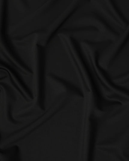 Black Premium Superfine Blended Wool Suiting Fabric, Elegant Solid Design, Width 150 cms, Made in India-D26766