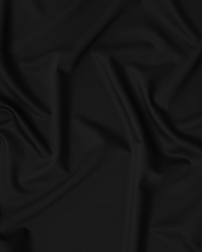 Black Premium Superfine Blended Wool Suiting Fabric, Elegant Solid Design, Width 150 cms, Made in India-D26766