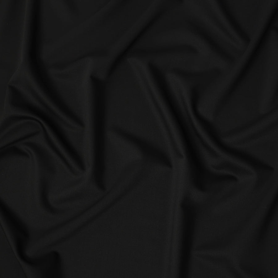 Black Premium Superfine Blended Wool Suiting Fabric, Elegant Solid Design, Width 150 cms, Made in India-D26766