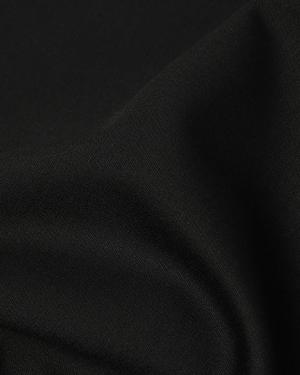 Black Premium Superfine Blended Wool Suiting Fabric, Elegant Solid Design, Width 150 cms, Made in India-D26766