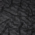 Black Traditional Sudanese Thobe Fabric with Black Floral Embroidery, Pure Cotton Voile, 4.5 Mtrs Length, 140 Cms Width, Made in India-D26394