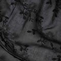 Black Traditional Sudanese Thobe Fabric with Black Floral Embroidery, Pure Cotton Voile, 4.5 Mtrs Length, 140 Cms Width, Made in India-D26394