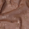 Coffee Brown Traditional Sudanese Thobe Fabric with Rose Gold & Bronze Floral Embroidery, Pure Cotton Voile, 4.5 Mtrs Length, 140 Cms Width, Made in India-D26398