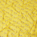 Bright Yellow Traditional Sudanese Thobe Fabric with Lavender & Gold Floral Embroidery, Pure Cotton Voile, 4.5 Mtrs Length, 140 Cms Width, Made in India-D26396