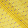 Bright Yellow Traditional Sudanese Thobe Fabric with Lavender & Gold Floral Embroidery, Pure Cotton Voile, 4.5 Mtrs Length, 140 Cms Width, Made in India-D26396