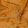 Mustard Yellow Traditional Sudanese Thobe Fabric with Gold & Bronze Floral Embroidery, Pure Cotton Voile, 4.5 Mtrs Length, 140 Cms Width, Made in India-D26395