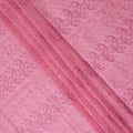 Baby Pink Traditional Sudanese Thobe Fabric with Rose Pink & Gold Embroidery, Pure Cotton Voile, 4.5 Mtrs Length, 140 Cms Width, Made in India-D26392