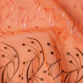 Peach Orange Traditional Sudanese Thobe Fabric with Brown & Peach Embroidery, Pure Cotton Voile, 4.5 Mtrs Length, 140 Cms Width, Made in India-D26390