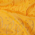 Bright Yellow Traditional Sudanese Thobe Fabric with Silver & Orange Embroidery, Pure Cotton Voile, 4.5 Mtrs Length, 140 Cms Width, Made in India-D26393