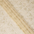 Cream Traditional Sudanese Thobe Fabric with Golden & Ivory Embroidery, Pure Cotton Voile, 4.5 Mtrs Length, 140 Cms Width, Made in India-D26386