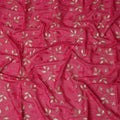 Pink Traditional Sudanese Thobe Fabric with Golden & Fuchsia Embroidery, Pure Cotton Voile, 4.5 Mtrs Length, 140 Cms Width, Made in India-D26385