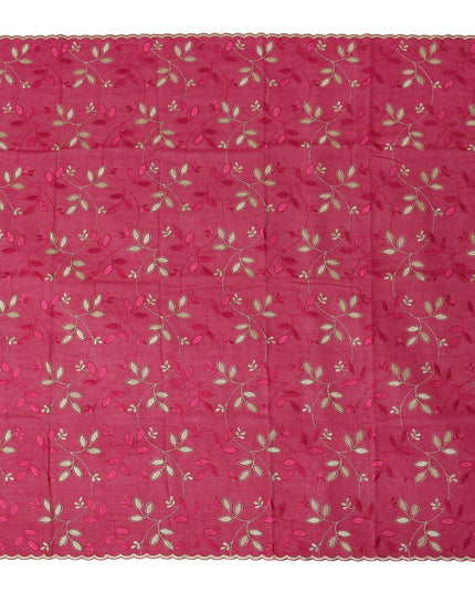 Pink Traditional Sudanese Thobe Fabric with Golden & Fuchsia Embroidery, Pure Cotton Voile, 4.5 Mtrs Length, 140 Cms Width, Made in India-D26385