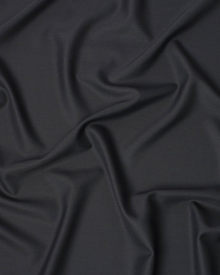 Charcoal Grey Premium Superfine Blended Wool Suiting Fabric, Smooth Solid Finish, Width 150 cms, Made in India-D26773