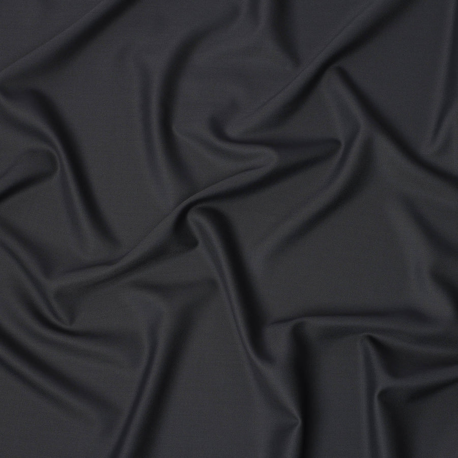 Charcoal Grey Premium Superfine Blended Wool Suiting Fabric, Smooth Solid Finish, Width 150 cms, Made in India-D26773