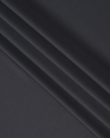Charcoal Grey Premium Superfine Blended Wool Suiting Fabric, Smooth Solid Finish, Width 150 cms, Made in India-D26773