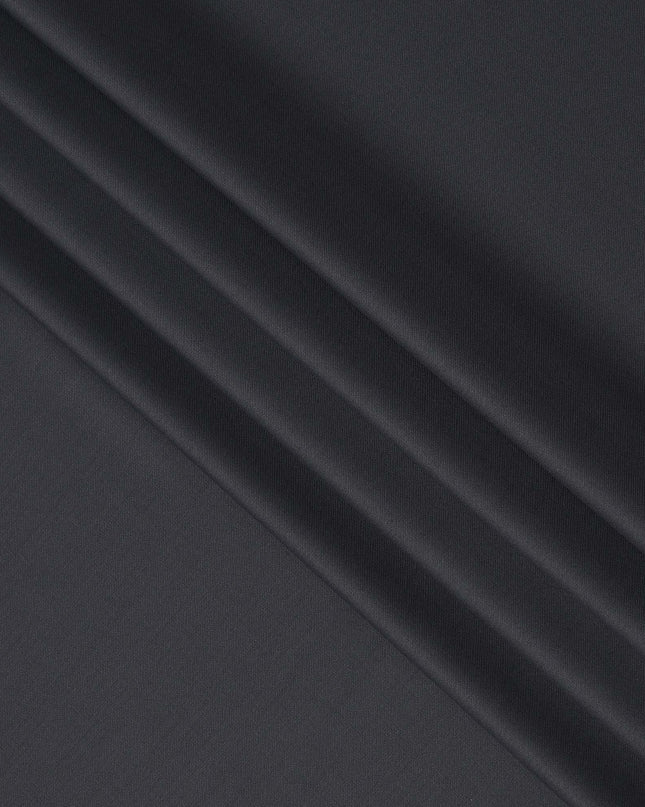 Charcoal Grey Premium Superfine Blended Wool Suiting Fabric, Smooth Solid Finish, Width 150 cms, Made in India-D26773