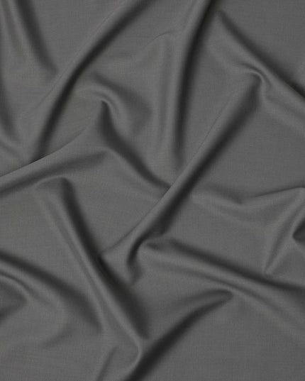 Grey Premium Superfine Blended Wool Suiting Fabric, Smooth Solid Finish, Width 150 cms, Made in India-D26771
