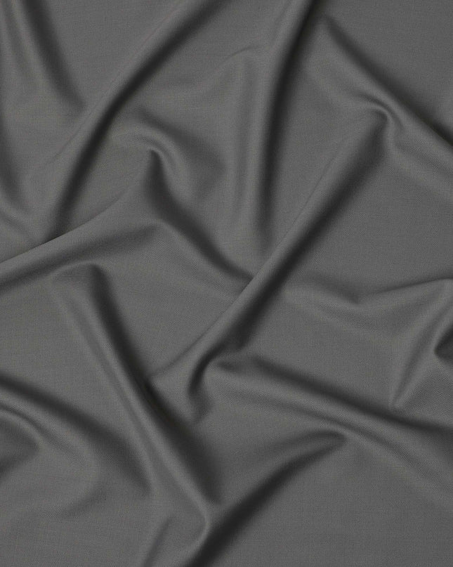Grey Premium Superfine Blended Wool Suiting Fabric, Smooth Solid Finish, Width 150 cms, Made in India-D26771