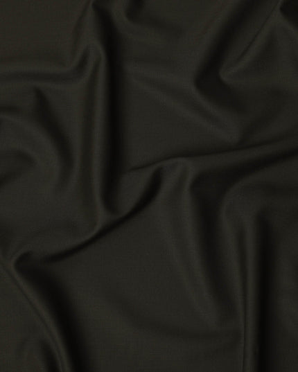 Olive Green Premium Superfine Blended Wool Suiting Fabric, Smooth Solid Finish, Width 150 cms, Made in India-D26772