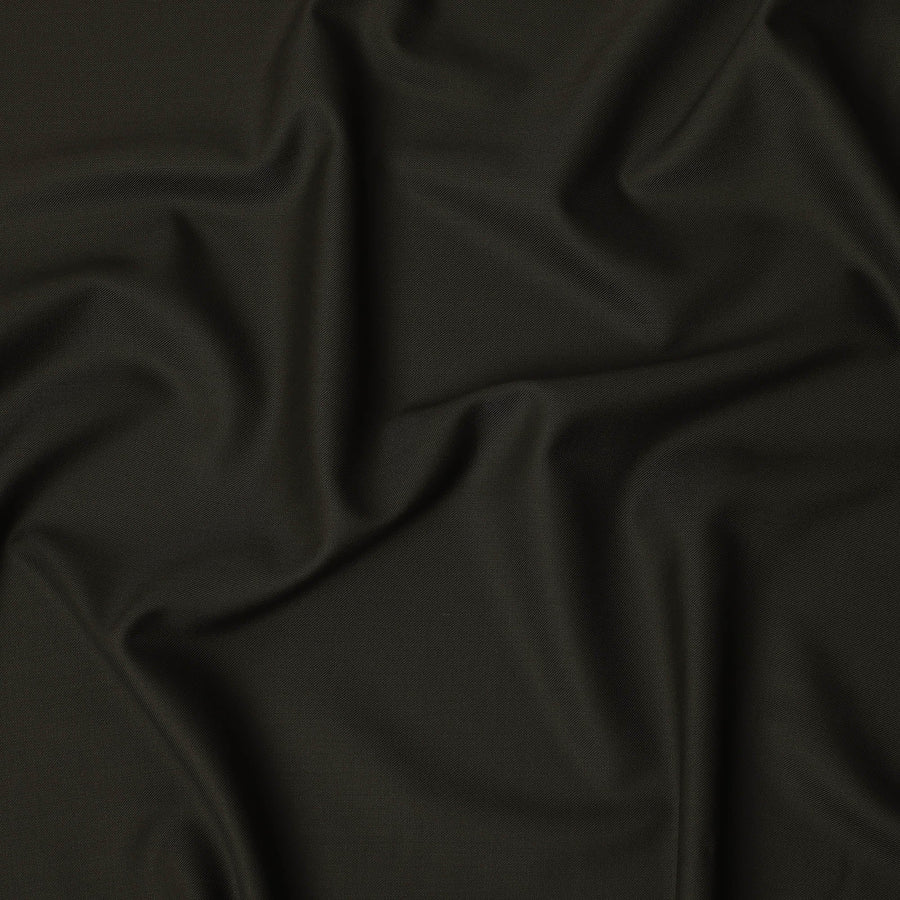 Olive Green Premium Superfine Blended Wool Suiting Fabric, Smooth Solid Finish, Width 150 cms, Made in India-D26772