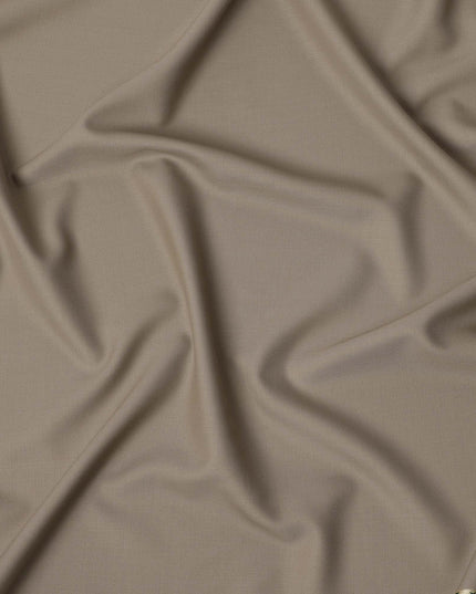 Warm Beige Premium Superfine Blended Wool Suiting Fabric, Smooth Solid Finish, Width 150 cms, Made in India-D26777