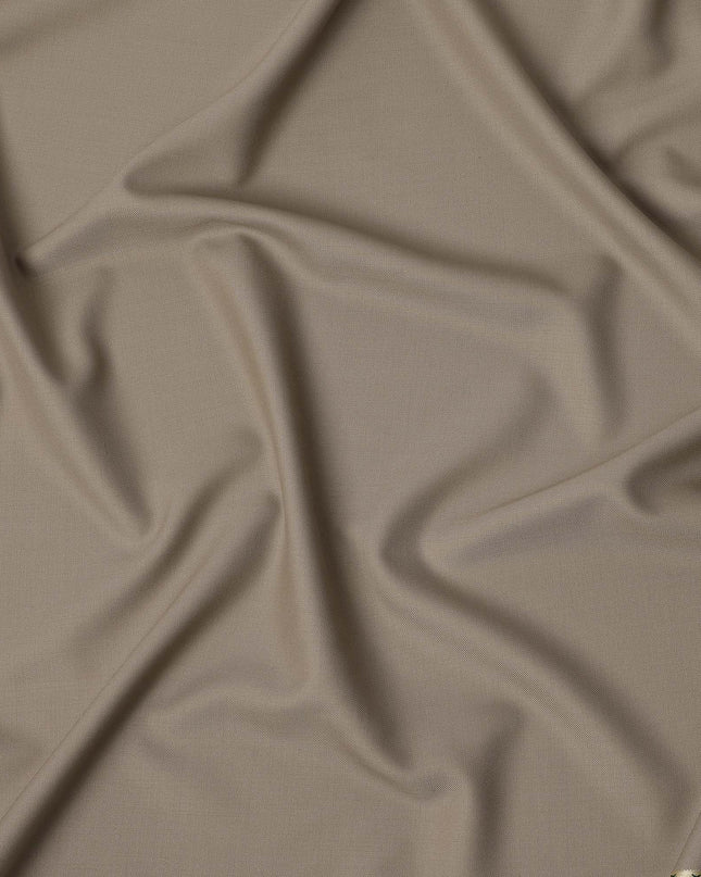 Warm Beige Premium Superfine Blended Wool Suiting Fabric, Smooth Solid Finish, Width 150 cms, Made in India-D26777