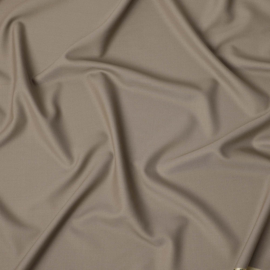 Warm Beige Premium Superfine Blended Wool Suiting Fabric, Smooth Solid Finish, Width 150 cms, Made in India-D26777