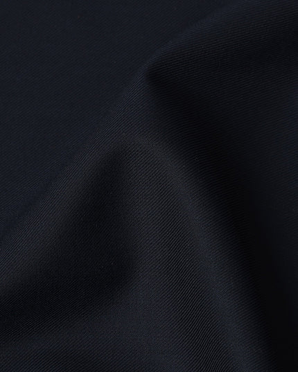 Deep Navy Blue Premium Superfine Blended Wool Suiting Fabric, Smooth Solid Finish, Width 150 cms, Made in India-D26774