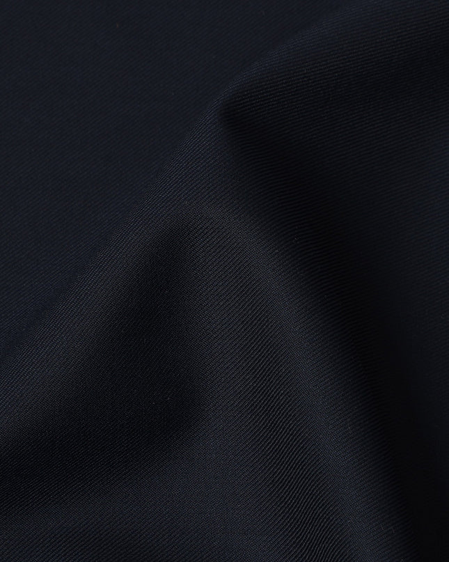 Deep Navy Blue Premium Superfine Blended Wool Suiting Fabric, Smooth Solid Finish, Width 150 cms, Made in India-D26774