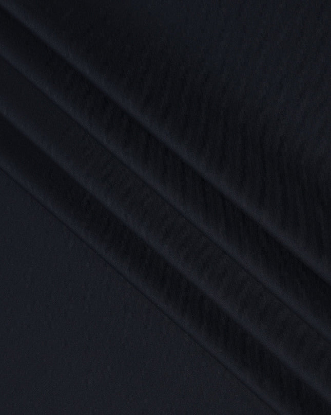 Deep Navy Blue Premium Superfine Blended Wool Suiting Fabric, Smooth Solid Finish, Width 150 cms, Made in India-D26774