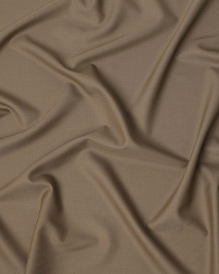 Light Brown Premium Superfine Blended Wool Suiting Fabric, Smooth Solid Finish, Width 150 cms, Made in India-D26775