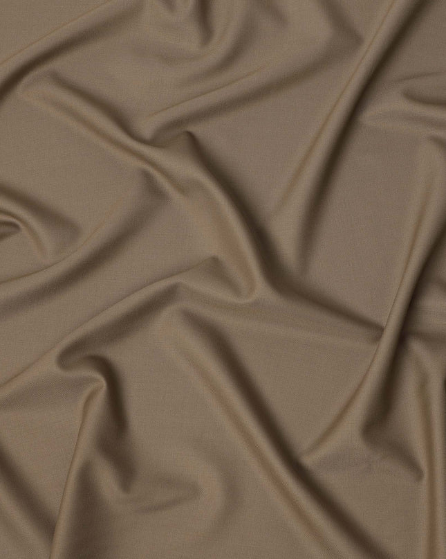 Light Brown Premium Superfine Blended Wool Suiting Fabric, Smooth Solid Finish, Width 150 cms, Made in India-D26775