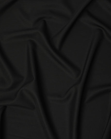 Jet Black Premium Superfine Blended Wool Suiting Fabric, Smooth Solid Finish, Width 150 cms, Made in India-D26776