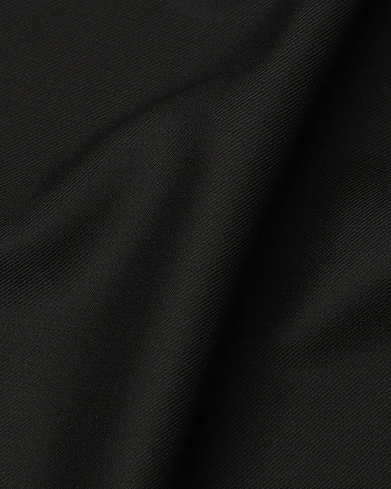 Jet Black Premium Superfine Blended Wool Suiting Fabric, Smooth Solid Finish, Width 150 cms, Made in India-D26776