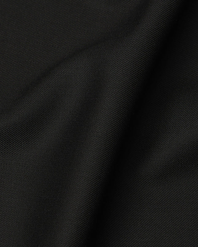 Jet Black Premium Superfine Blended Wool Suiting Fabric, Smooth Solid Finish, Width 150 cms, Made in India-D26776