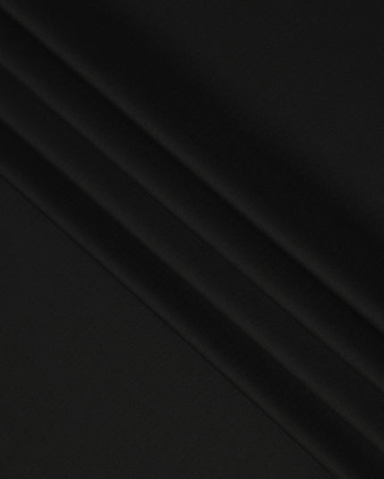 Jet Black Premium Superfine Blended Wool Suiting Fabric, Smooth Solid Finish, Width 150 cms, Made in India-D26776