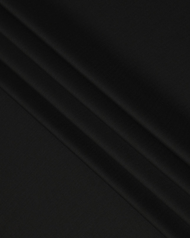 Jet Black Premium Superfine Blended Wool Suiting Fabric, Smooth Solid Finish, Width 150 cms, Made in India-D26776