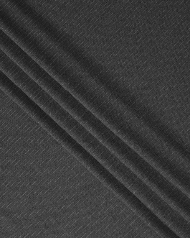 Dark Grey Fine Pinstripe Blended Poly Wool Suiting Fabric 150 Cms Width Soft Durable Wrinkle Resistant Material for Formal Wear Suits Trousers Blazers-D28589 - Regal Fabrics
