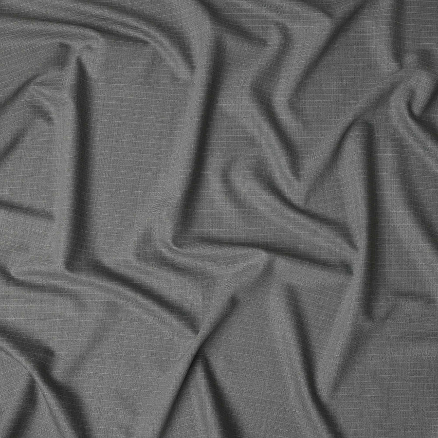 Light Grey Fine Check Blended Poly Wool Suiting Fabric 150 Cms Width Soft Durable Wrinkle Resistant Material for Formal Wear Suits Trousers Blazers-D28587 - Regal Fabrics