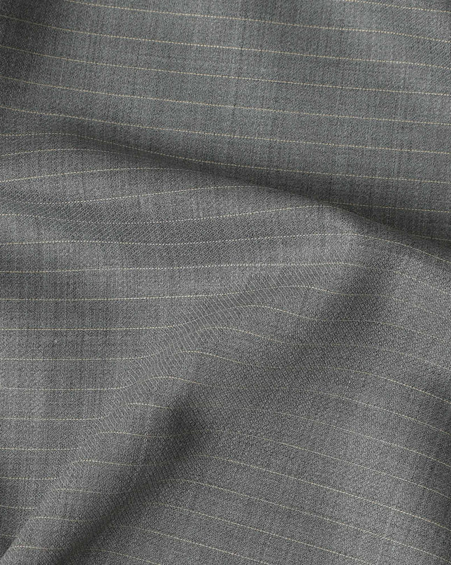 Light Grey Fine Check Blended Poly Wool Suiting Fabric 150 Cms Width Soft Durable Wrinkle Resistant Material for Formal Wear Suits Trousers Blazers-D28587 - Regal Fabrics