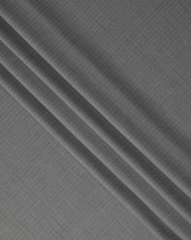 Light Grey Fine Check Blended Poly Wool Suiting Fabric 150 Cms Width Soft Durable Wrinkle Resistant Material for Formal Wear Suits Trousers Blazers-D28587 - Regal Fabrics