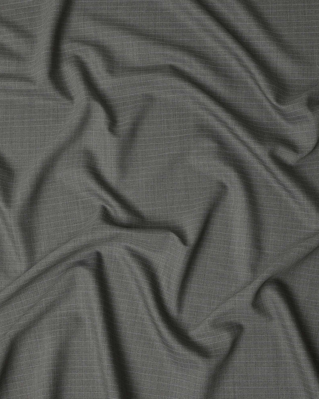 Grey Fine Pinstripe Blended Poly Wool Suiting Fabric 150 Cms Width Soft Durable Wrinkle Resistant Material for Formal Wear Suits Trousers Blazers-D28586 - Regal Fabrics