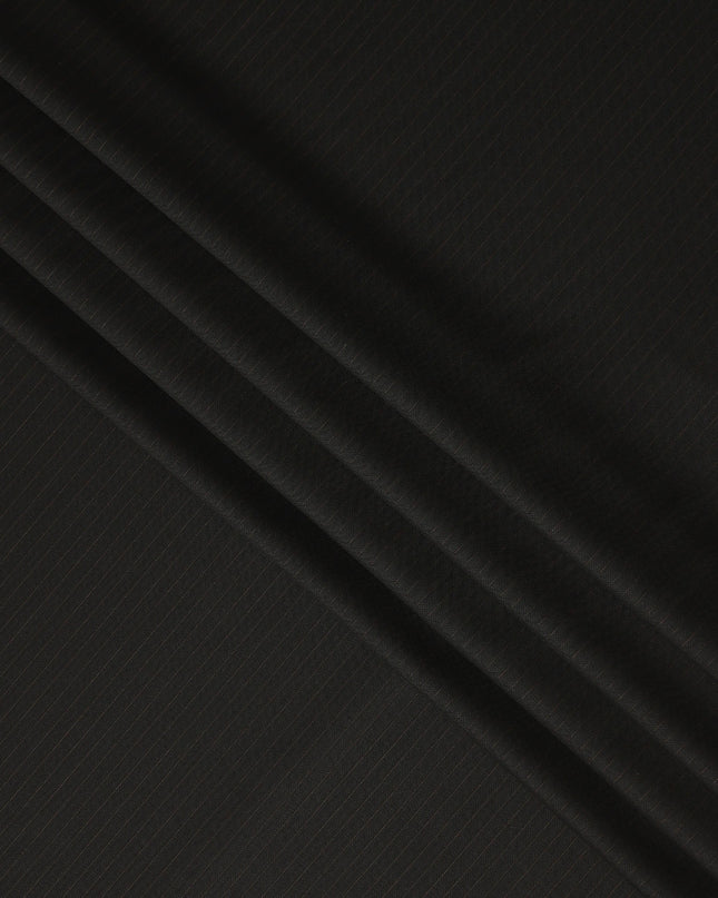 Black Brown Pinstripe Blended Poly Wool Suiting Fabric 150 Cms Width Soft Durable Wrinkle Resistant Material for Formal Wear Suits Trousers Blazers-D28588 - Regal Fabrics