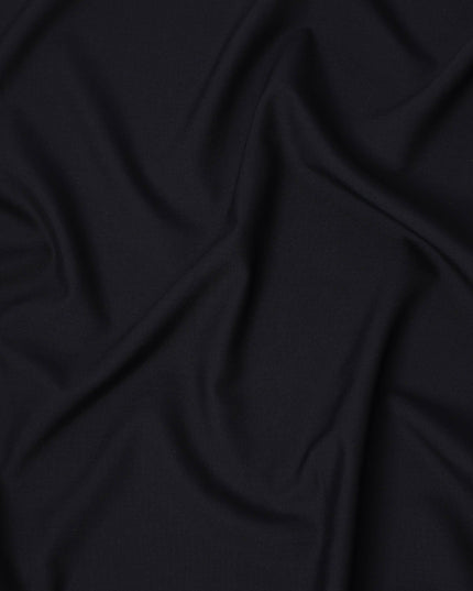 Dark Navy Blue Premium Superfine Blended Wool Suiting Fabric, Classic Solid Finish, Width 150 cms, Made in India-D26769
