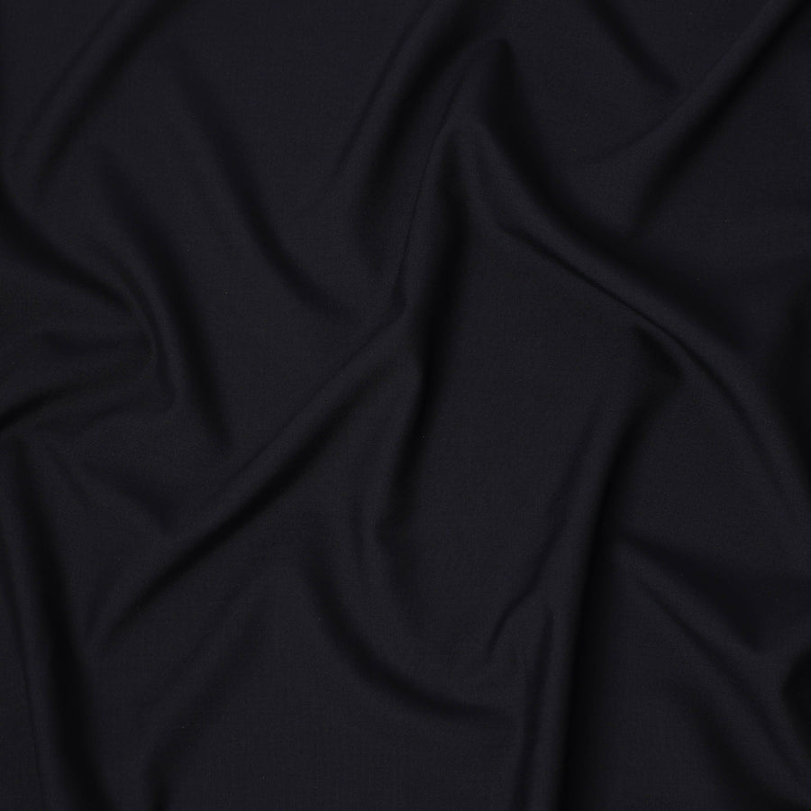 Dark Navy Blue Premium Superfine Blended Wool Suiting Fabric, Classic Solid Finish, Width 150 cms, Made in India-D26769