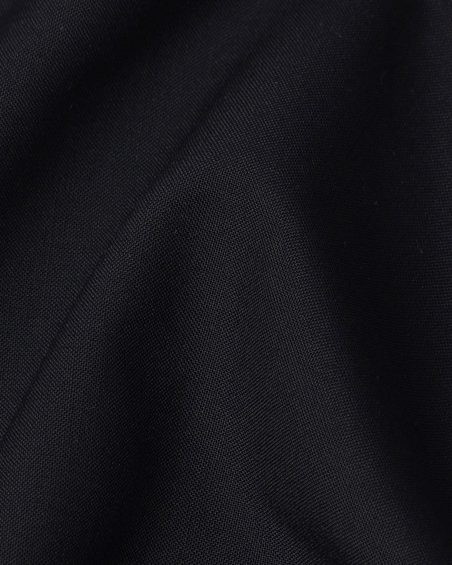 Dark Navy Blue Premium Superfine Blended Wool Suiting Fabric, Classic Solid Finish, Width 150 cms, Made in India-D26769