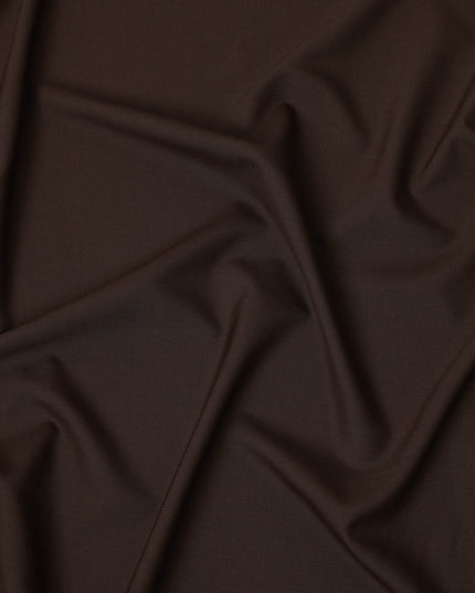 Dark Brown Premium Superfine Blended Wool Suiting Fabric, Classic Solid Finish, Width 150 cms, Made in India-D26770