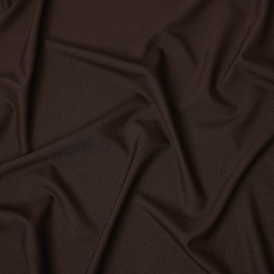 Dark Brown Premium Superfine Blended Wool Suiting Fabric, Classic Solid Finish, Width 150 cms, Made in India-D26770