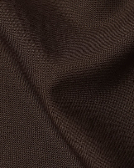 Dark Brown Premium Superfine Blended Wool Suiting Fabric, Classic Solid Finish, Width 150 cms, Made in India-D26770